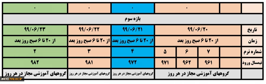 فرصت مجدد انتخاب واحد برای کلیه ی دانشجویانی که کمتر از ١٢ واحد اخذ نموده اند 3