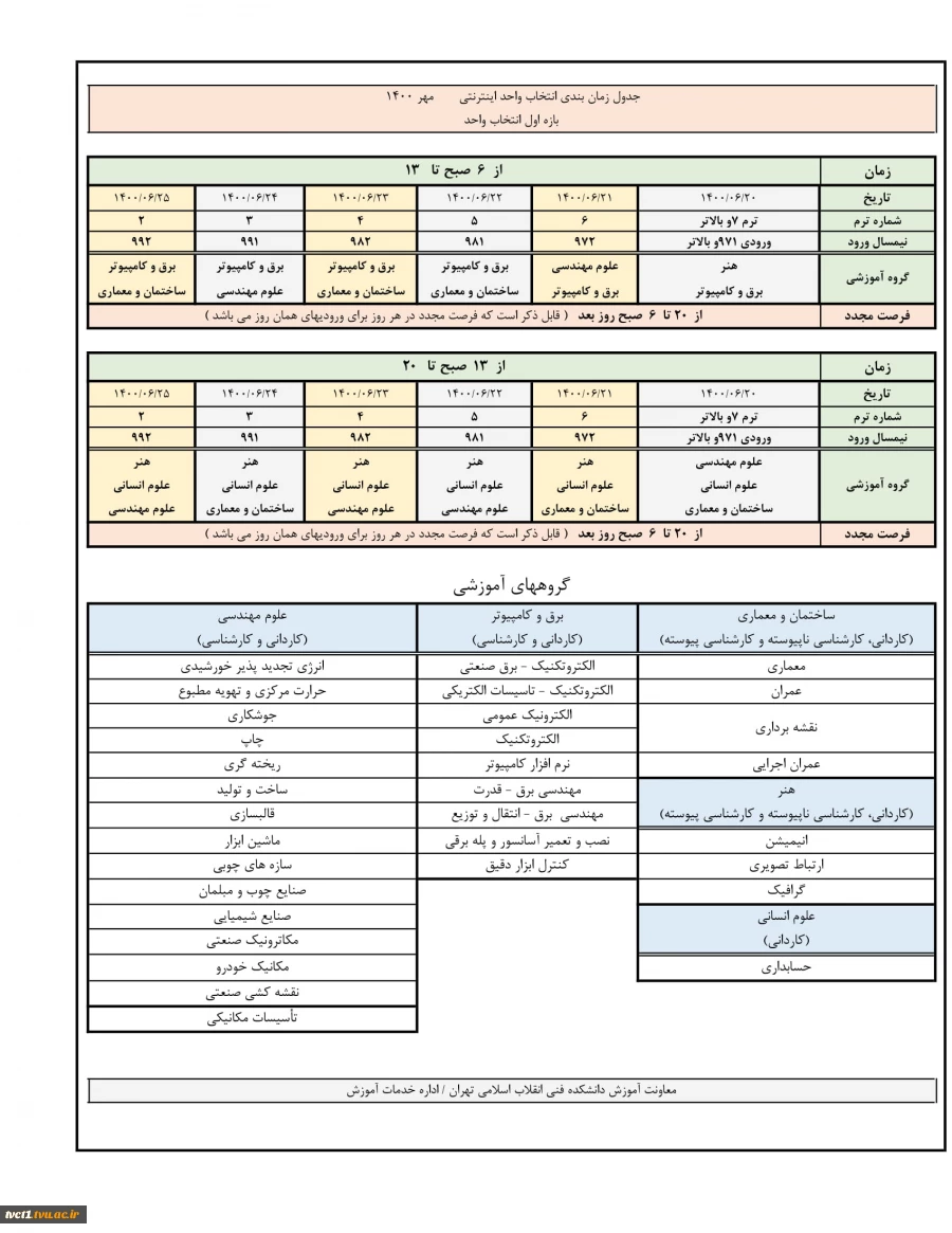 انتخاب واحد۱۴۰۰