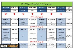 جدول زمان بندی انتخاب واحد و حذف و اضافه نیم سال اول تحصیلی ( 1403-1402 ) بر اساس ورودی 4